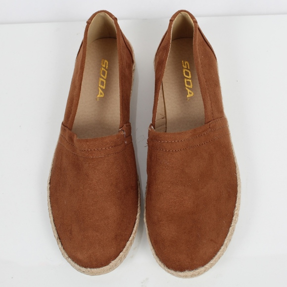 Chestnut faux suede espadrille slip on loafer - Picture 5 of 7